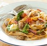 Pasta with Mushrooms, Spinach and Mt. Tam Cheese